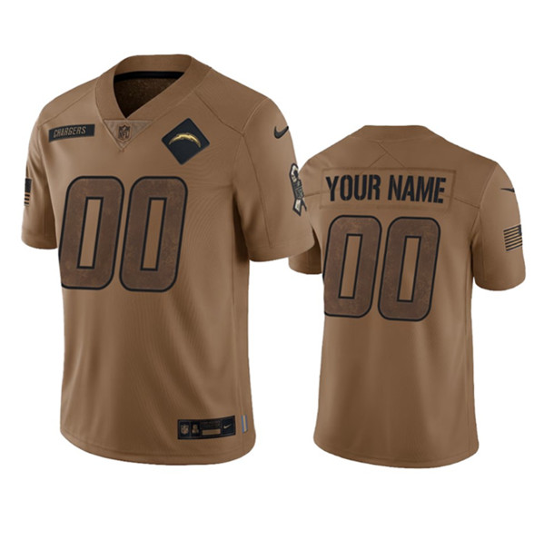 Mens Los Angeles Chargers Active Player Custom 2023 Brown Salute To Service Limited Football Stitched Jersey->customized nfl jersey->Custom Jersey